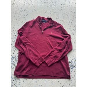 Polo Ralph Lauren Quarter Zip Pullover Sweater Burgundy Estate Rib XL